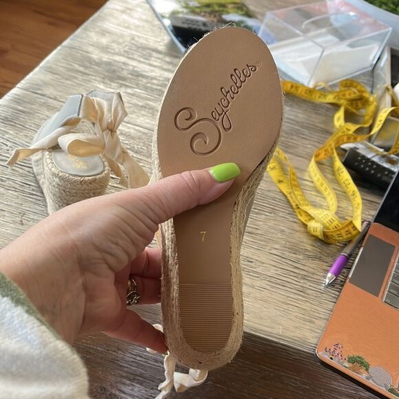 Seychelles Gray Leather Back Tie Espadrilles sz 7 NWOT - Picture 5 of 5